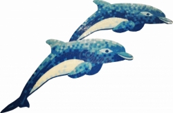 Декоративный элемент Художественное панно мастерской Factory Mosaic "Два дельфина" 100х40