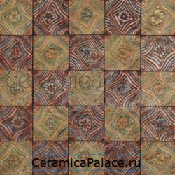Декоративный элемент BETA PERSEI Mosaic Travertino Classico Gold Rosso Persia Silver  29,5x29,5x1